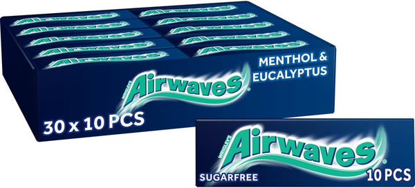 AIRWAVES Menthol & Eucalyptus flavour Sugar Free Chewing Gum 30x10 Pieces